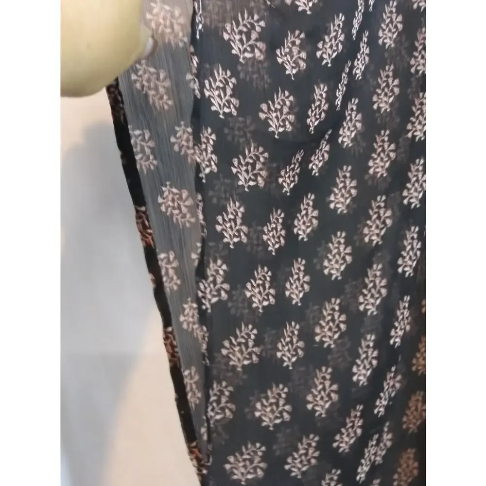 Coldwater Creek Sheer Silky Black Printed Kimono Cover-Up Size One Size